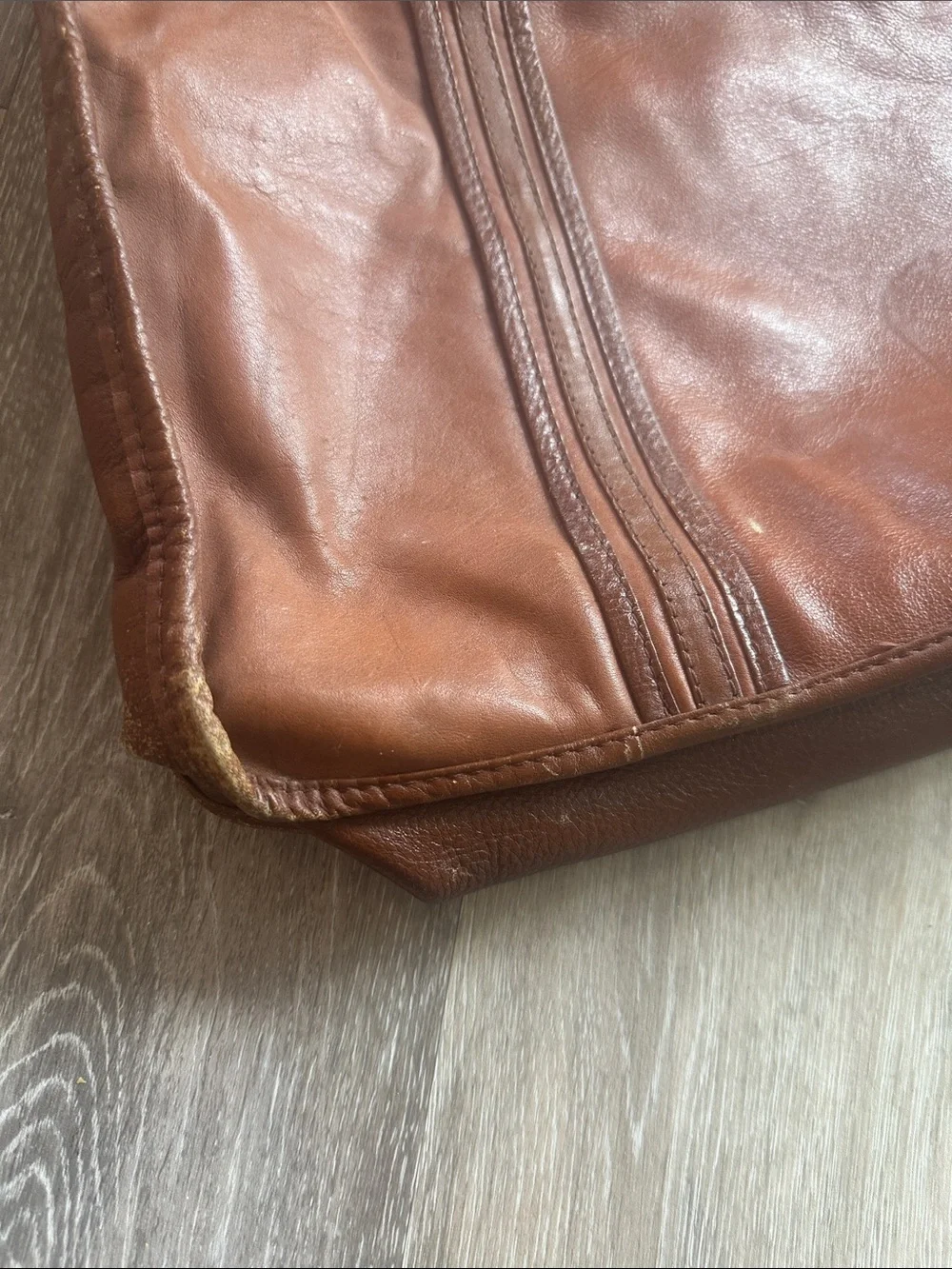 Leather Laptop Tote - Cognac Brown